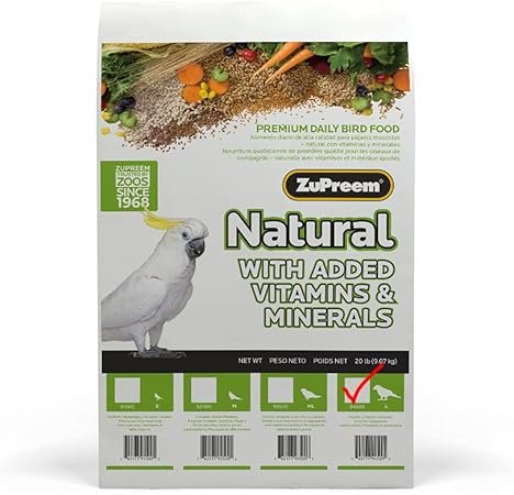 Zupreem Natural Large Bird Food 20 lb Whites and Tans