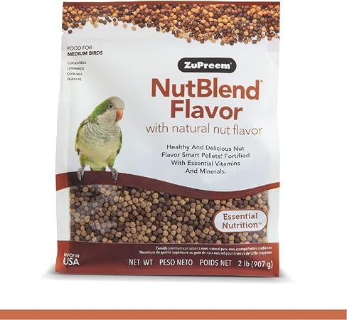 ZuPreem NutBlend Bird Food 2 lb Bag for Cockatiels Lovebirds Quakers Small Conures