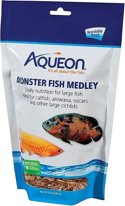 Aqueon Monster Fish Medley 3.5 oz – High Protein Aquarium Fish Food