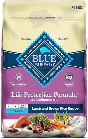 Blue Buffalo Life Protection Formula Large Breed Adult Dry Dog Food, Lamb & Brown Rice Recipe, 30-lb Bag, Promotes Joint Health and Lean Muscles
