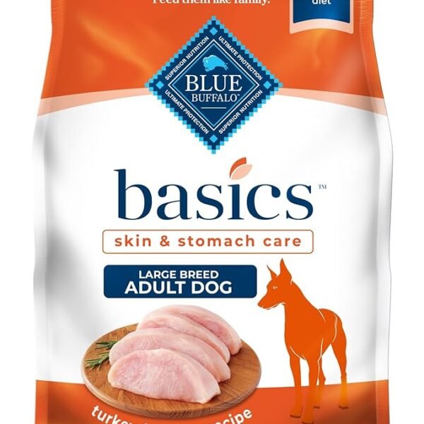 Blue Buffalo Basics Grain-Free Large Breed Adult Dry Dog Food with Turkey - Skin & Stomach Care, 24 lb