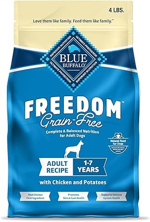 -Blue Buffalo Freedom Grain-Free Dry Dog Food for Adult Dogs with Chicken & Potatoes - 4 lb