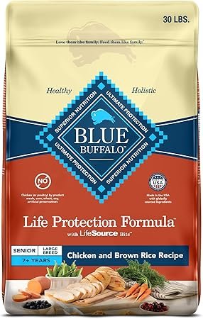 Blue Buffalo Life Protection Formula Large Breed Senior Dry Dog Food with Chicken & Brown Rice - Supports Joint Health & Immunity, 30 lb
