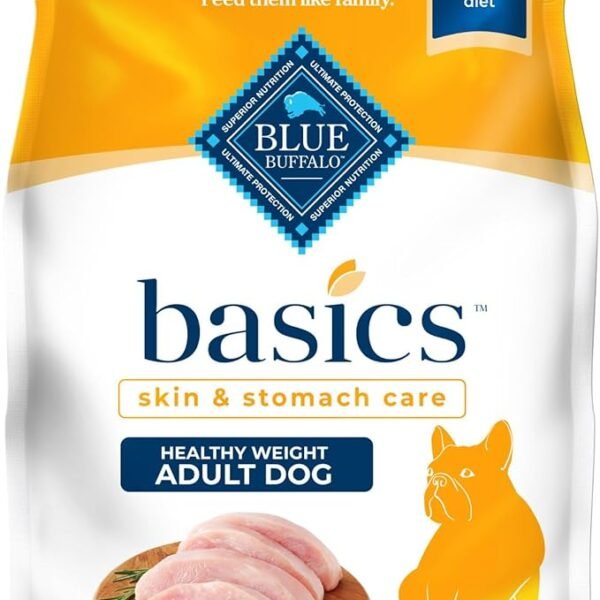 Blue Buffalo Basics Healthy Weight Adult Dry Dog Food with Turkey - Skin & Stomach Care, Limited Ingredient Diet, 4 lb