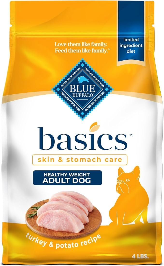 Blue Buffalo Basics Healthy Weight Adult Dry Dog Food - Turkey, Skin & Stomach Care, Limited Ingredient Diet, 4 lb Blue Buffalo Basics Healthy Weight Adult Dry Dog Food with Turkey - Skin & Stomach Care, Limited Ingredient Diet, 4 lb