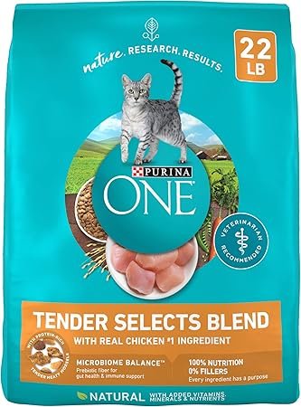 Purina ONE Natural Dry Cat Food Tender Selects Blend with Real Chicken 22 lb Bag