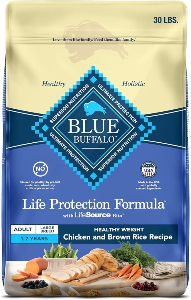 Blue Buffalo Life Protection Formula Healthy Weight Large Breed Adult Dry Dog Food Chicken Brown Rice 30lb