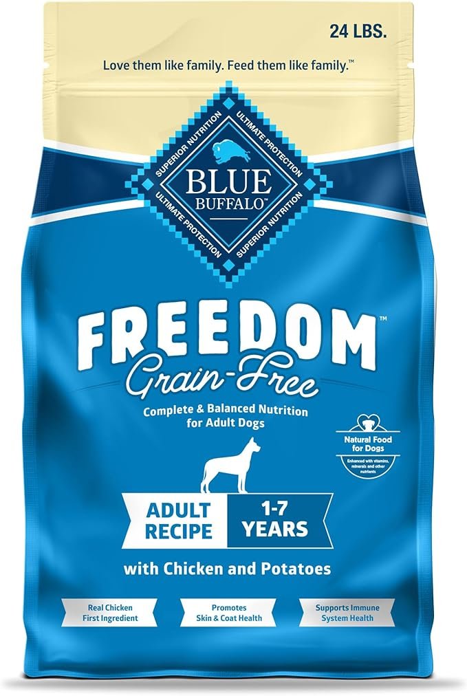 Blue Buffalo Freedom Grain-Free Dry Dog Food for Adult Dogs, Chicken & Potatoes, 24-lb Bag, Made in the USA with Natural Ingredients