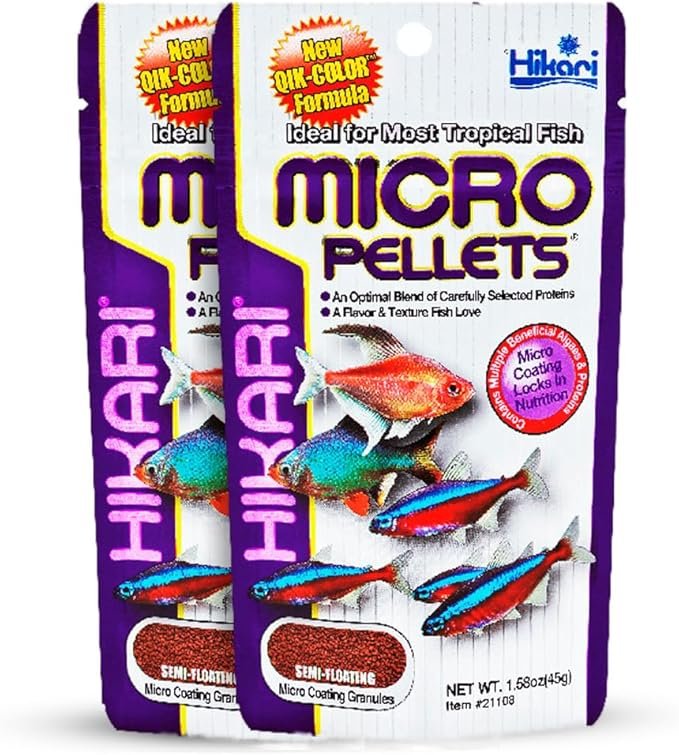 Hikari Tropical Micro Pellets for Tetras Barbs Small-Mouthed Tropical Fish 1.58 Oz Pack of 2