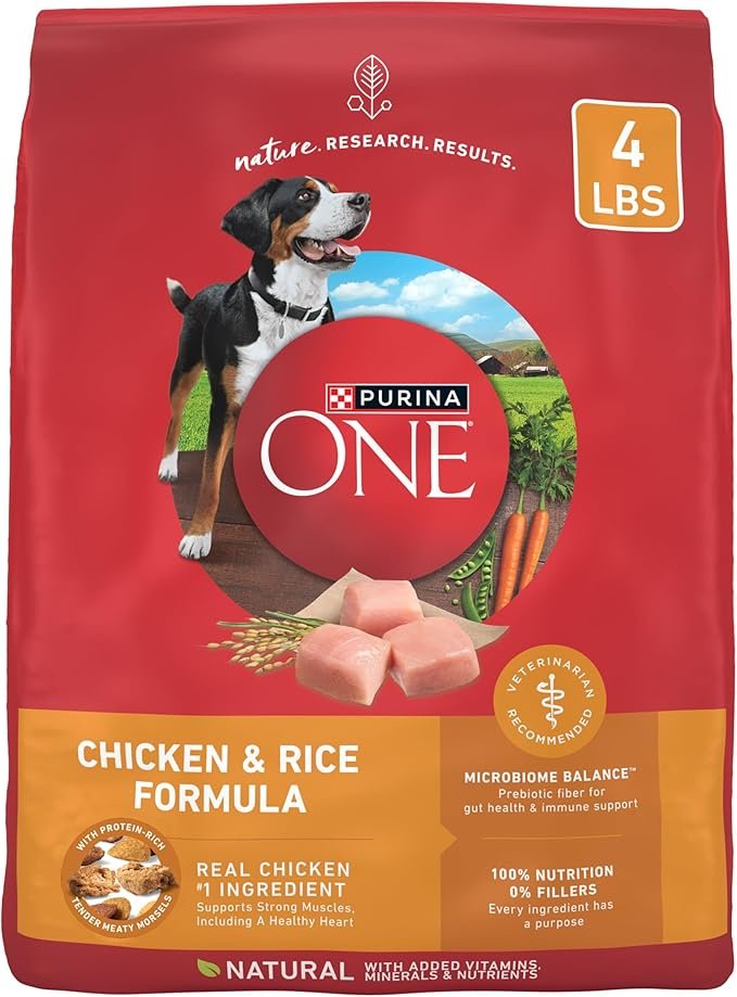 Purina ONE Chicken and Rice Formula Dry Dog Food 4 pack 4 lb bags