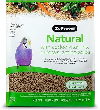 ZuPreem Natural Bird Food Pellets Parakeets Budgies Parrotlets Doves 2.25lb