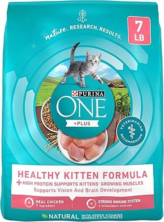 Purina ONE High Protein Natural Dry Kitten Food +PLUS Healthy Kitten Formula 7 lb Bag