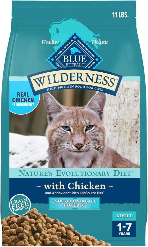 Blue Buffalo Wilderness High-Protein Grain-Free Dry Cat Food - Adult Indoor Hairball Control, Chicken, 11 lb