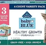 Blue Buffalo Baby Blue natural kitten wet cat food pate variety pack chicken and salmon 3 oz cans 6 count