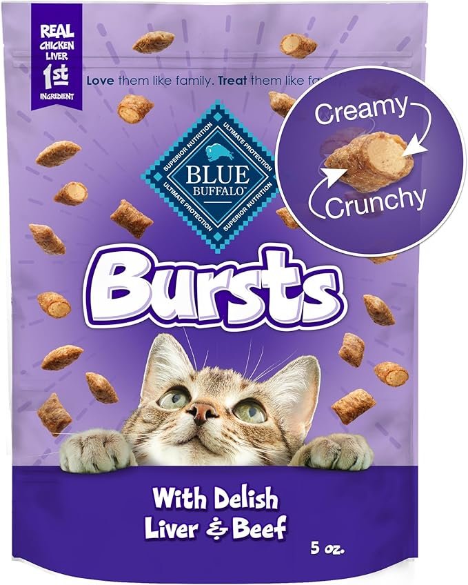 Blue Buffalo Bursts Crunchy & Creamy Cat Treats - Liver & Beef, Training Treats, 5 oz