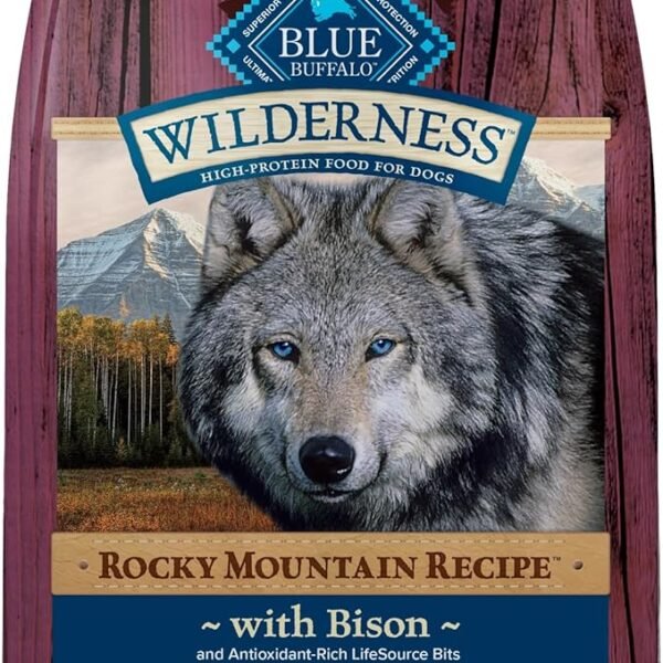 Blue Buffalo Wilderness Rocky Mountain Recipe High-Protein Adult Dry Dog Food with Bison and Wholesome Grains - 28 lb