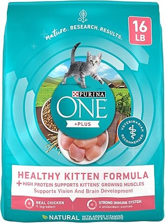 Purina ONE High Protein Natural Dry Kitten Food +PLUS Healthy Kitten Formula 16 lb Bag