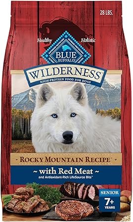 Blue Buffalo Wilderness Rocky Mountain Recipe High-Protein Natural Senior Dry Dog Food with Red Meat and Grains - 28 lb