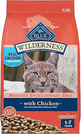 Blue Buffalo Wilderness Adult Indoor Dry Cat Food - Hairball & Weight Control, High-Protein Chicken, 11 lb