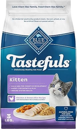 Blue Buffalo Tastefuls Kitten Dry Cat Food with DHA - Natural Chicken Recipe, 3 lb