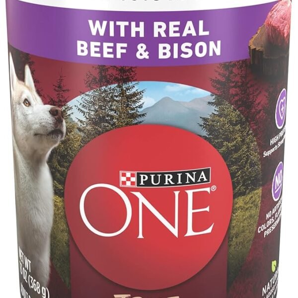 Purina ONE High Protein Wet Dog Food True Instinct Tender Cuts with beef and bison 13 oz cans pack of 12
