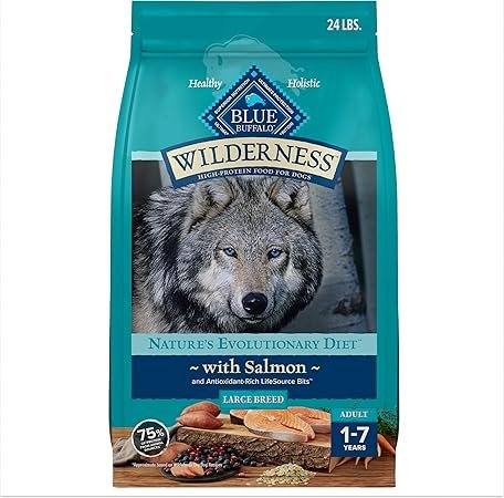 Blue Buffalo Wilderness High Protein Natural Adult Large Breed Dry Dog Food with Salmon and Wholesome Grains - 24 lb