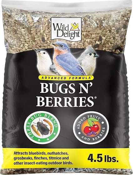 Wild Delight Bugs N' Berries Wild Bird Food 4.5 lb – Nutritious Blend for Wild Birds
