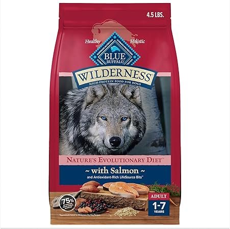 Blue Buffalo Wilderness Natural High-Protein Dry Dog Food for Adult Dogs with Salmon - 4.5 lb