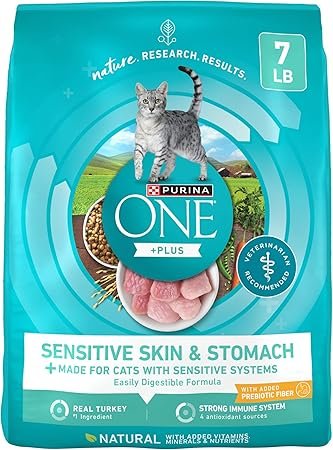 Purina ONE Sensitive Skin & Stomach Natural Dry Cat Food - +PLUS Formula, 7 lb