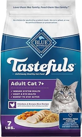 Blue Buffalo Tastefuls Adult 7+ Natural Dry Cat Food - Chicken Recipe, 7 lb