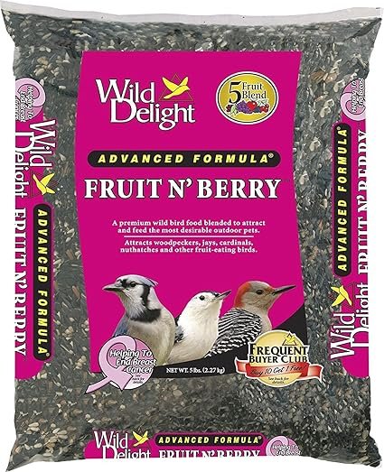 Wild Delight Fruit N' Berry Bird Food 5 lb – Nutritious Fruit and Berry Blend for Wild Birds