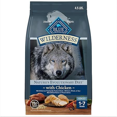 Blue Buffalo Wilderness Dry Dog Food Plus Wholesome Grains, Chicken, 4.5 lbs.