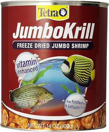 Tetra JumboKrill freeze-dried jumbo shrimp natural treat for aquarium fish 14 oz red