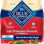 Blue Buffalo Life Protection Formula Adult Dry Dog Food, Helps Build and Maintain Strong Muscles, Made with Natural Ingredients, Beef & Brown Rice Recipe, 5-lb. Bag