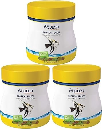 Aqueon 3 Pack of Tropical Flakes Fish Food 0.45 oz Each – Premium Nutrition for Tropical Fish