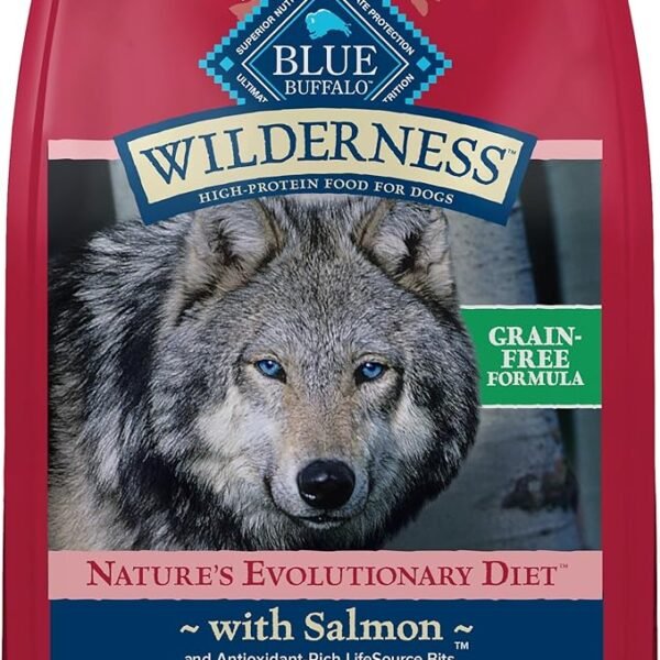 Blue Buffalo Wilderness Adult High-Protein Dry Dog Food with Real Salmon - Grain-Free, 13 lb