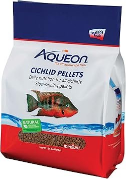 Aqueon Cichlid Slow Sinking Fish Food Pellets 25 oz – Medium Size