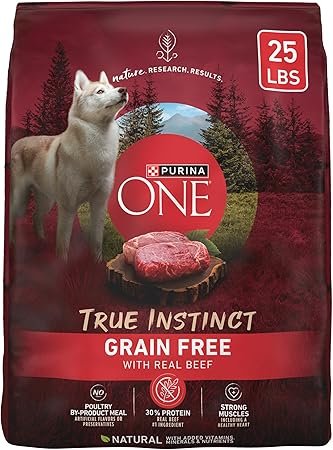 Purina ONE Grain Free Natural High Protein Dry Dog Food True Instinct real beef 25 lb bag