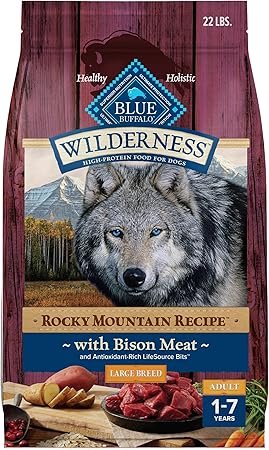 Blue Buffalo Wilderness Rocky Mountain Recipe High-Protein Large Breed Adult Dry Dog Food with Bison and Wholesome Grains - 22 lb