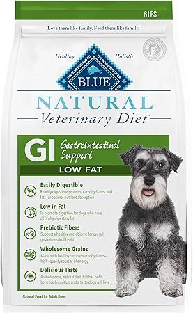 Blue Buffalo Natural Veterinary Diet GI Gastrointestinal Support Low Fat Dry Dog Food, Whitefish - 6 lb