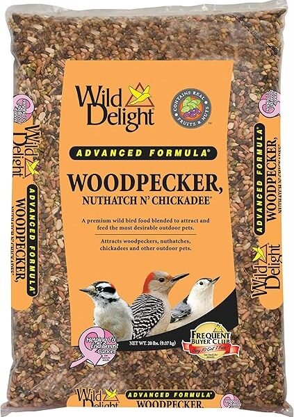 Wild Delight Woodpecker, Nuthatch N' Chickadee Food 20 lb – Premium Seed Blend for Woodpeckers, Nuthatches, and Chickadees